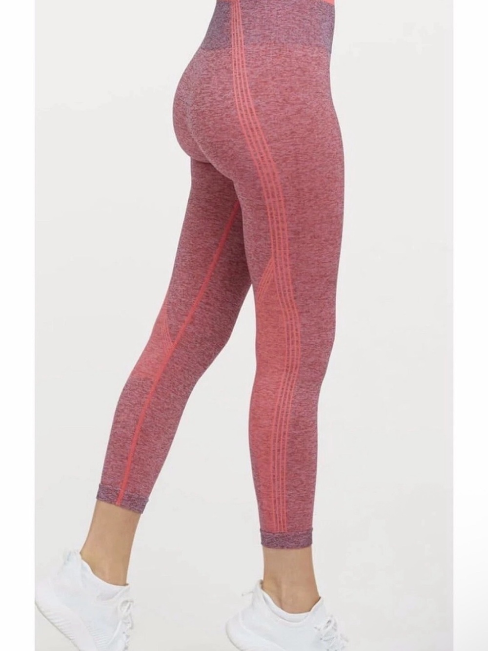 WOMEN'S SPANX SEAMLESS SCULPT LEGGINGS SPACEDYE CORAL PUNCH SIZE MEDIUM